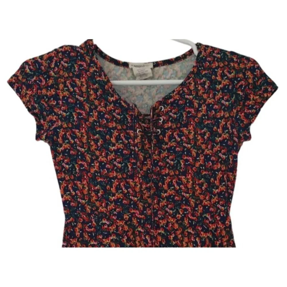 LEMONDROP, short-sleeved dress, with multicolored flowers, for girls, Size 10